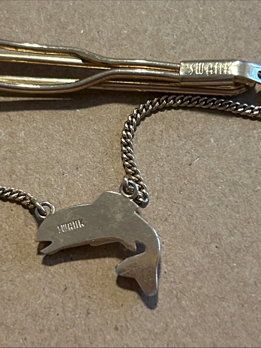 SWANK Gold Tone Fish Tie Clip